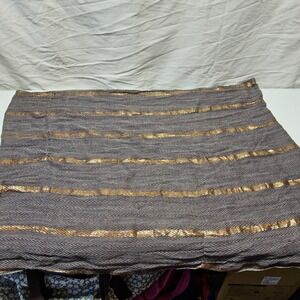 Unbranded Scarf Women OS Gray Gold Metallic Chevron Stripe Lightweight Wrap